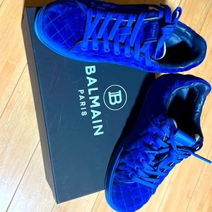 Worn once limited Balmain Blue suede Sneakers! Beautiful and rare shoe!
